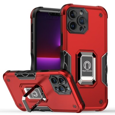 For iPhone 13 Pro Force Magnetic Tough Kickstand Hybrid Case Cover - Red