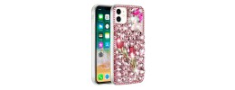 For iPhone 13 Pro Full Diamond with Ornaments Case Cover - Gold Exquisite Garden