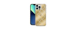 For iPhone 13 Pro GOLD Electroplated Design ShockProof Thick Hard Case Cover - Tri Lines