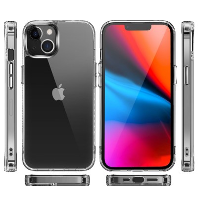 For iPhone 13 Pro Gold Plated Chrome Transparent Clear Thick TPU Case Cover - Black