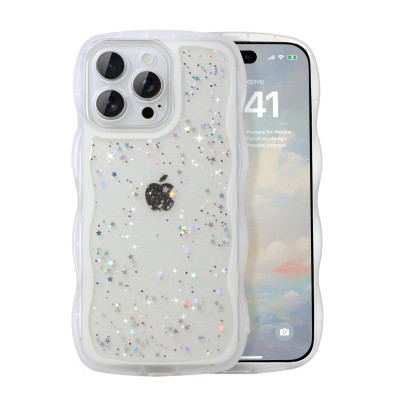 For iPhone 13 Pro Graphic Design Epoxy Colorful Glitter Hybrid Case Cover - Smoke Smile Stars