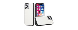 For iPhone 13 Pro Hard PU Leather Croc Design Hybrid Case Cover - White