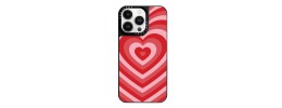 For iPhone 13 Pro Hearts Chain on Electroplated Grid Design TPU Case Cover - Red