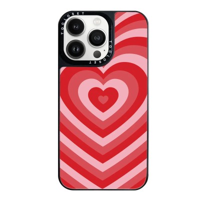 For iPhone 13 Pro Hearts Chain on Electroplated Grid Design TPU Case Cover - Red