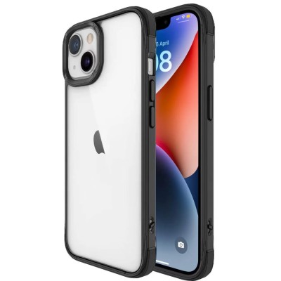 For iPhone 13 Pro High Quality Premium Ultra Thin Transparent Fused Hybrid Case Cover - Trans Black