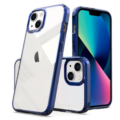 For iPhone 13 Pro High Quality Premium Ultra Thin Transparent Fused Hybrid Case Cover - Trans Blue