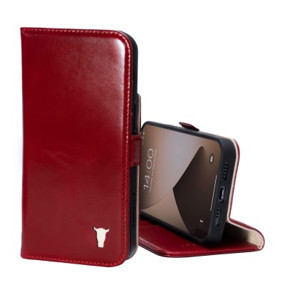For iPhone 13 Pro Luxury Side Magnetic Button Card ID Holder PU Leather Case Cover - Red