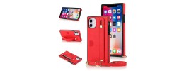 For iPhone 13 Pro Luxury Vertical Magnetic Button Card ID Holder PU Leather Case Cover - Red
