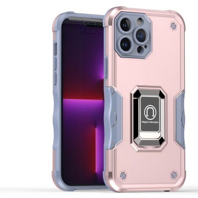 For iPhone 13 Pro Machine Magnetic Kickstand Case Cover - Rose Gold