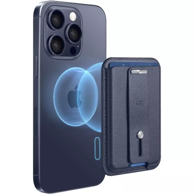For iPhone 13 Pro [Magnetic Circle] Wallet For ID and Credit Cards With Lanyard - Blue
