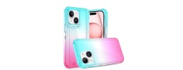 For iPhone 13 Pro Max 3in1 Two Tone Shockproof Transparent Hybrid Case - Light Blue + Pink