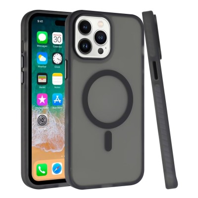 For iPhone 13 Pro Max AQUA Strong Magnetic Ring Stand Hybrid Case Cover - Black