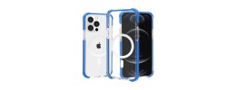 For iPhone 13 Pro Max Acrylic [Magnetic Circle] Tough 2.5mm Transparent ShockProof Hybrid - Blue