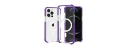 For iPhone 13 Pro Max Acrylic [Magnetic Circle] Tough 2.5mm Transparent ShockProof Hybrid - Purple