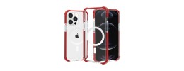 For iPhone 13 Pro Max Acrylic [Magnetic Circle] Tough 2.5mm Transparent ShockProof Hybrid - Red