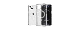 For iPhone 13 Pro Max Acrylic [Magnetic Circle] Tough 2.5mm Transparent ShockProof Hybrid - White