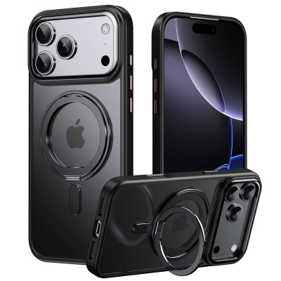For iPhone 13 Pro Max Alien Design Shockproof Kickstand Magnetic Hybrid Case Cover - Black