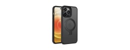 For iPhone 13 Pro Max Aligned [Magnetic Circle] Kickstand Tough Strong ShockProof Hybrid - Black