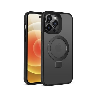 For iPhone 13 Pro Max Aligned [Magnetic Circle] Kickstand Tough Strong ShockProof Hybrid - Black