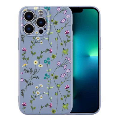 For iPhone 13 Pro Max Beautiful 3in1 Floral Epoxy Design Hybrid Case Cover - B