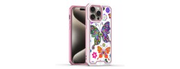 For iPhone 13 Pro Max Beautiful 3in1 Floral Epoxy Design Hybrid Case Cover - C