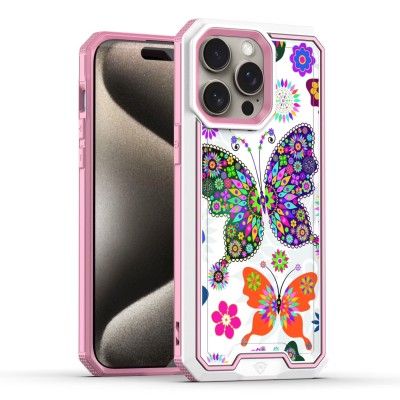 For iPhone 13 Pro Max Beautiful 3in1 Floral Epoxy Design Hybrid Case Cover - C