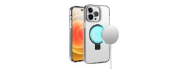 For iPhone 13 Pro Max Beautiful Floral [Magnetic Circle] ShockProof Transparent Hybrid Design - B