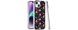 For iPhone 13 Pro Max Beautiful Floral [Magnetic Circle] ShockProof Transparent Hybrid Design - H