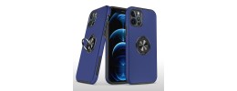 For iPhone 13 Pro Max CHIEF Oil Painted Magnetic Ring Stand Hybrid Case Cover - Dark Blue