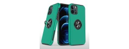 For iPhone 13 Pro Max CHIEF Oil Painted Magnetic Ring Stand Hybrid Case Cover - Dark Green