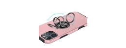 For iPhone 13 Pro Max CHIEF Oil Painted Magnetic Ring Stand Hybrid Case Cover - Pink