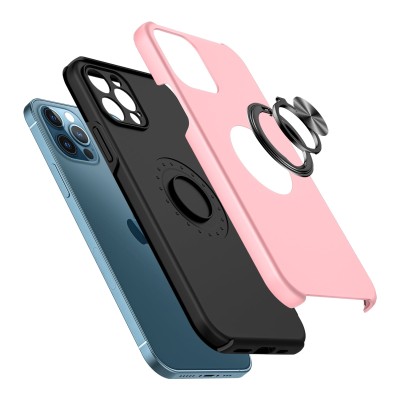 For iPhone 13 Pro Max CHIEF Oil Painted Magnetic Ring Stand Hybrid Case Cover - Silver
