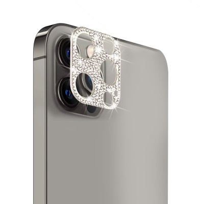 For iPhone 13 Pro Max Camera Lens Zinc Alloy With Diamond - Silver