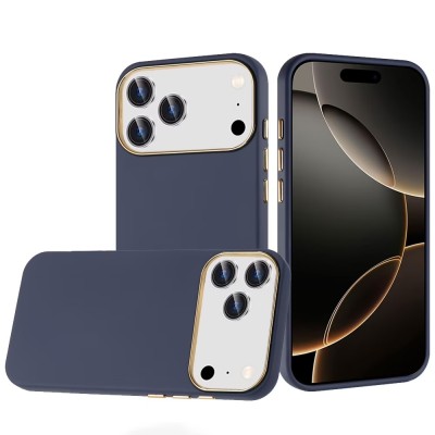 For iPhone 13 Pro Max Classy Slick Chromed Around Hybrid Case Cover - Dark Blue