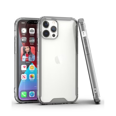 For iPhone 13 Pro Max Colored Shockproof Transparent Hard PC TPU Hybrid Case Cover - Clear/Clear