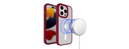 For iPhone 13 Pro Max Core [Magnetic Circle] Colorful Buttons Thick 2mm Hybrid - Red