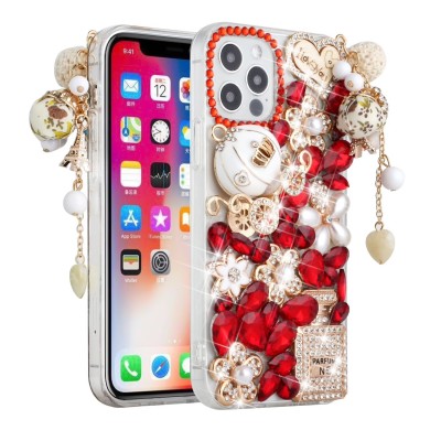 For iPhone 13 Pro Max Decorative Glitter with Diamond All Around Hybrid - B Style