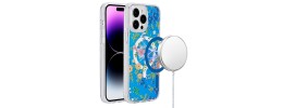 For iPhone 13 Pro Max Design Quotation [Magnetic Circle] Transparent Shockproof Hybrid - Floral C
