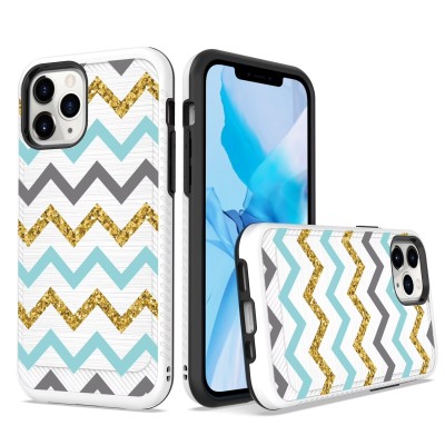 For iPhone 13 Pro Max Design Slim Brushed Hybrid - Colorful ZigZag