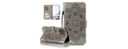 For iPhone 13 Pro Max Design Wallet ID Credit Card Money Holder with Magnetic Metal Closure including Lanyard - Dark Grunge Eiffel Tower Paris Sakura Flowers
