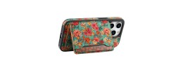 For iPhone 13 Pro Max Design Wallet ID Credit Card Money Holder with Magnetic Metal Closure including Lanyard - White Daisy Blossom Floral