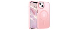For iPhone 13 Pro Max Disc Chrome Circle With Chromed Tempered Glass Screen Protector PU UV Leather Case - Light Pink