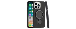 For iPhone 13 Pro Max Dotted Edged Line Transparent HQ Magnetic Ring Stand Hybrid - Black