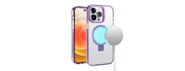 For iPhone 13 Pro Max Dotted Edged Line Transparent HQ Magnetic Ring Stand Hybrid - Light Purple