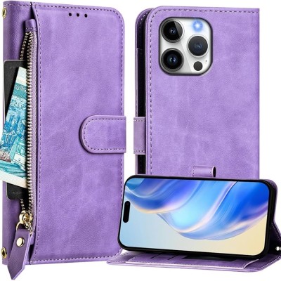 For iPhone 13 Pro Max ELEGANT Wallet Case ID Money Holder Case Cover - Lavender