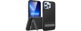 For iPhone 13 Pro Max Easy Viewing Kickstand Camera Protection Hybrid Case Cover - Black