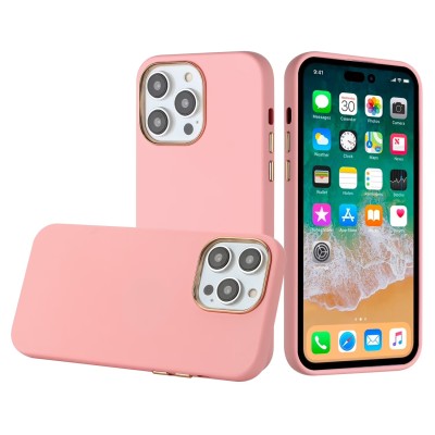 For iPhone 13 Pro Max Epoxy Sticker Glitter 3in1 Shockproof Transparent Hybrid Case - Pink + Light Purple