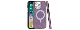 For iPhone 13 Pro Max Fashion Chrome Edged Camera [Magnetic Circle] PU Leather Hybrid - Purple