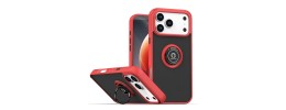 For iPhone 13 Pro Max Flap Magnetic Ring Transparent Hybrid - Red
