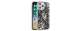 For iPhone 13 Pro Max Floral Full Diamond Bling Case Cover - Smoke